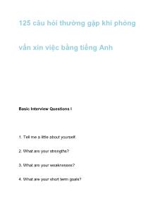 125 câu hỏi thường gặp khi phỏng vấn xin việc bằng tiếng Anh