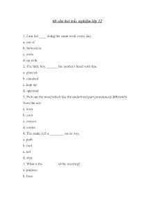 60 câu hỏi trắc nghiệm Tiếng Anh lớp 12