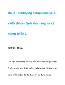 Bài 2 - Dentifying competencies & skills (Nhận định khả năng và kỹ năng) - Phần 2