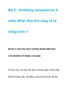 Bài 2 - Dentifying competencies & skills (Nhận định khả năng và kỹ năng) - Phần 3