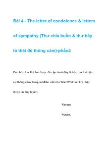 Bài 4 - The letter of condolence & letters of sympathy (Thư chia buồn & thư bày tỏ thái độ thông cảm)-phần2