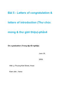Bài 5 - Letters of congratulation & letters of introduction (Thư chúc mừng & thư giới thiệu)-phần4