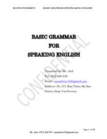 Basic Grammar for Speaking English