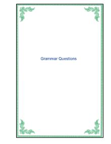 Grammar Questions
