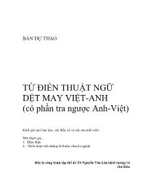 Từ điển thuật ngữ dệt may Việt-Anh