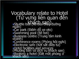 Vocabulary relate to Hotel