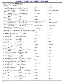 300 Sentences of Certificate A & B
