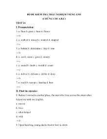 Bộ đề kiểm tra trắc nghiệm Tiếng Anh (Chứng chỉ A, B, C) - Test 14