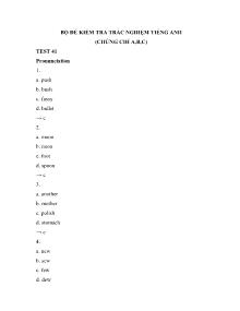 Bộ đề kiểm tra trắc nghiệm Tiếng Anh (Chứng chỉ A, B, C) - Test 41