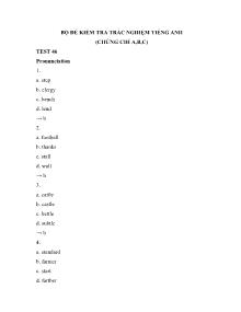 Bộ đề kiểm tra trắc nghiệm Tiếng Anh (Chứng chỉ A, B, C) - Test 46