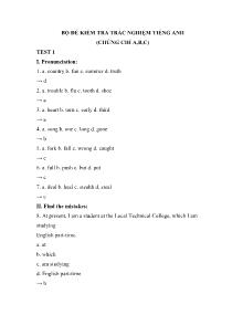 Bộ đề kiểm tra trắc nghiệm Tiếng Anh (Chứng chỉ A, B, C)