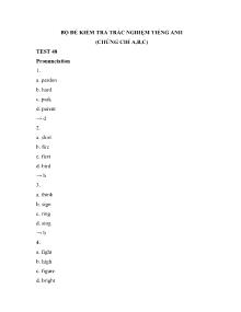 Bộ đề kiểm tra trắc nghiệm Tiếng Anh (Chứng chỉ A, B, C) - Test 48