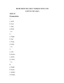 Bộ đề kiểm tra trắc nghiệm Tiếng Anh (Chứng chỉ A, B, C) - Test 39