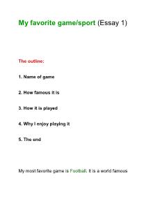 My favorite game/sport (Essay 1)