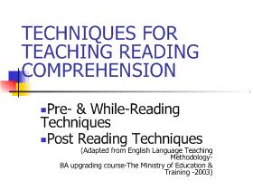 Techniques for teaching reading comprehension