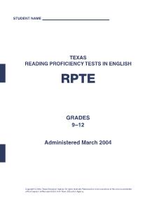 Texas reading proficiency tests in english
