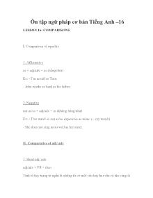 Ôn tập ngữ pháp cơ bản Tiếng Anh - Lesson 16: Comparisons