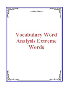 Vocabulary Word Analysis Extreme Words
