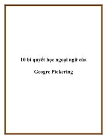 10 bí quyết học ngoại ngữ của Geogre Pickering