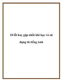 10 lỗi hay gặp nhất khi học và sử dụng từ tiếng Anh