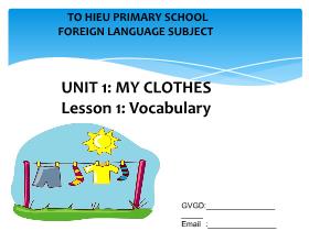 Bài giảng Anh Unit 1: My clothes - Lesson 1: Vocabulary