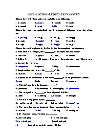 Bài tập Tiếng Anh 12 - Unit 4: School education system