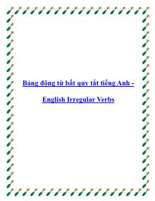 Bảng động từ bất quy tắt tiếng Anh - English Irregular Verbs