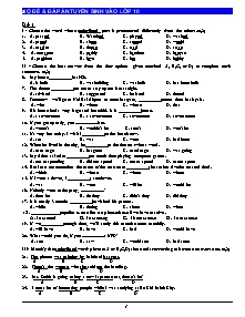 Bộ đề & đáp án tuyển sinh vào lớp 10 môn Anh