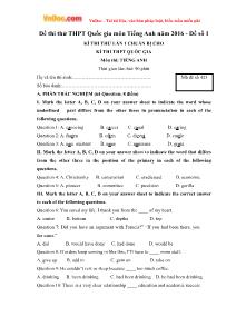 Bộ đề thi thử THPT Quốc gia môn Tiếng anh - Đề số 2
