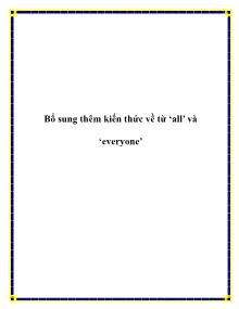 Bổ sung thêm kiến thức về từ ‘all’ và ‘everyone’