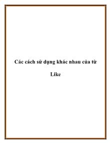 Các cách sử dụng khác nhau của từ Like