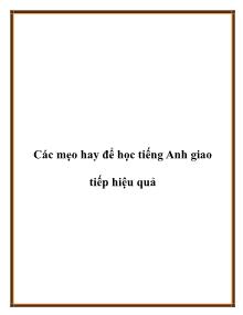 Các mẹo hay để học tiếng Anh giao tiếp hiệu quả