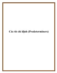 Các từ chỉ định (Predeterminers)