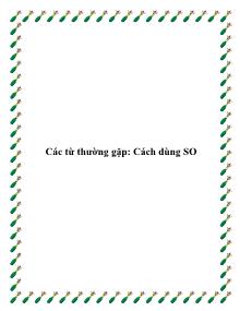 Các từ thường gặp: Cách dùng SO