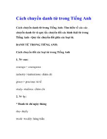 Cách chuyển danh từ trong Tiếng Anh