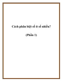 Cách phân biệt số ít số nhiều? (Phần 1)