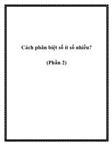 Cách phân biệt số ít số nhiều? (Phần 2)