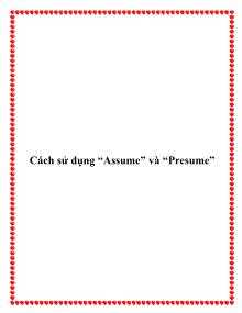 Cách sử dụng “Assume” và “Presume”