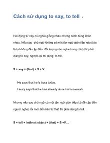 Cách sử dụng to say, to tell