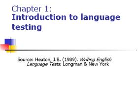 Chapter 1: Introduction to language testing