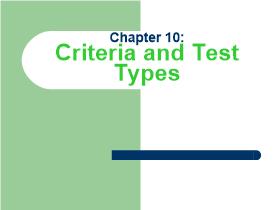 Chapter 10: Criteria and Test Types