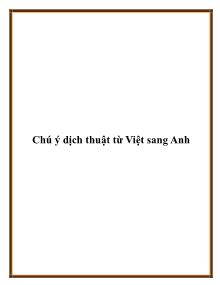Chú ý dịch thuật từ Việt sang Anh