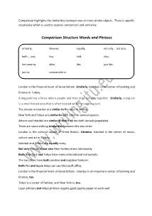 Comparison Structure Words and Phrases