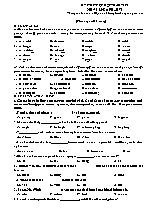 Đề thi chọn học sinh giỏi môn Tiếng anh lớp 8