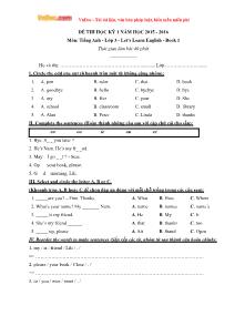 Đề thi học kỳ 1 Môn: Tiếng Anh - Lớp 3 - Let’s Learn English - Book 1