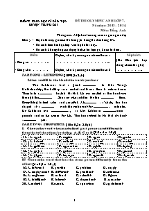 Đề thi olympic anh lớp 7 năm học: 2013 – 2014 môn: Tiếng Anh