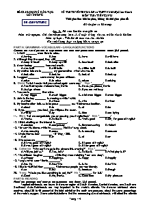 Đề thi tuyển sinh lớp 10 THPT năm học 2015-2016 tỉnh Hải Dương môn thi: Tiếng anh