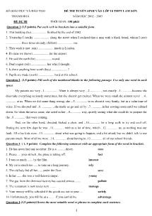 Đề thi tuyển sinh vào lớp 10 THPT Lam Sơn, Thanh Hoá năm học 2002 - 2003 môn Anh (Đề dự bị)