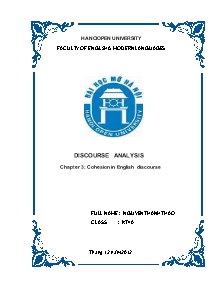 Discourse analysis - Chapter 3: Cohesion in english discourse