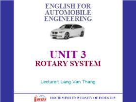 English for automobile engineering - Unit 3: Rotary system